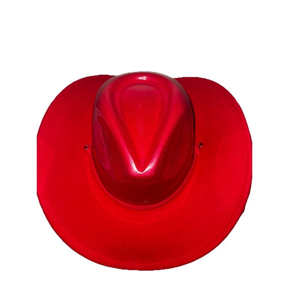 Red Western Cowboy Hat Felt Wide Brim Unisex One Size